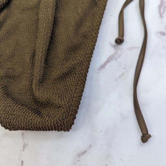 Good American Swim Bottom Women 7 8 4X 5X Mocha Brown Crinkle Tiny Ties Bikini - Picture 8 of 12